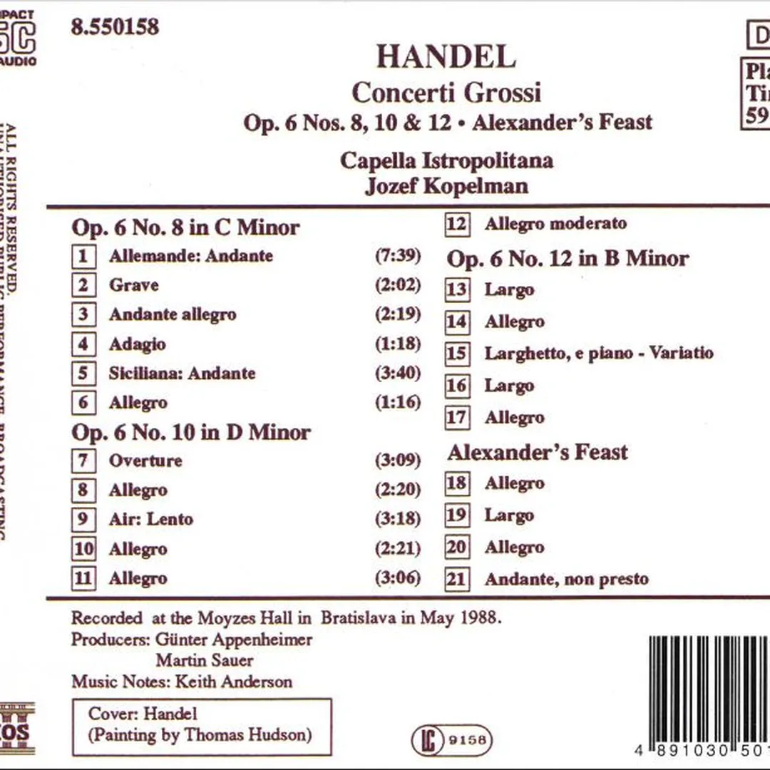 Concerti Grossi Op. 6, Nos. 8, 10 and 12