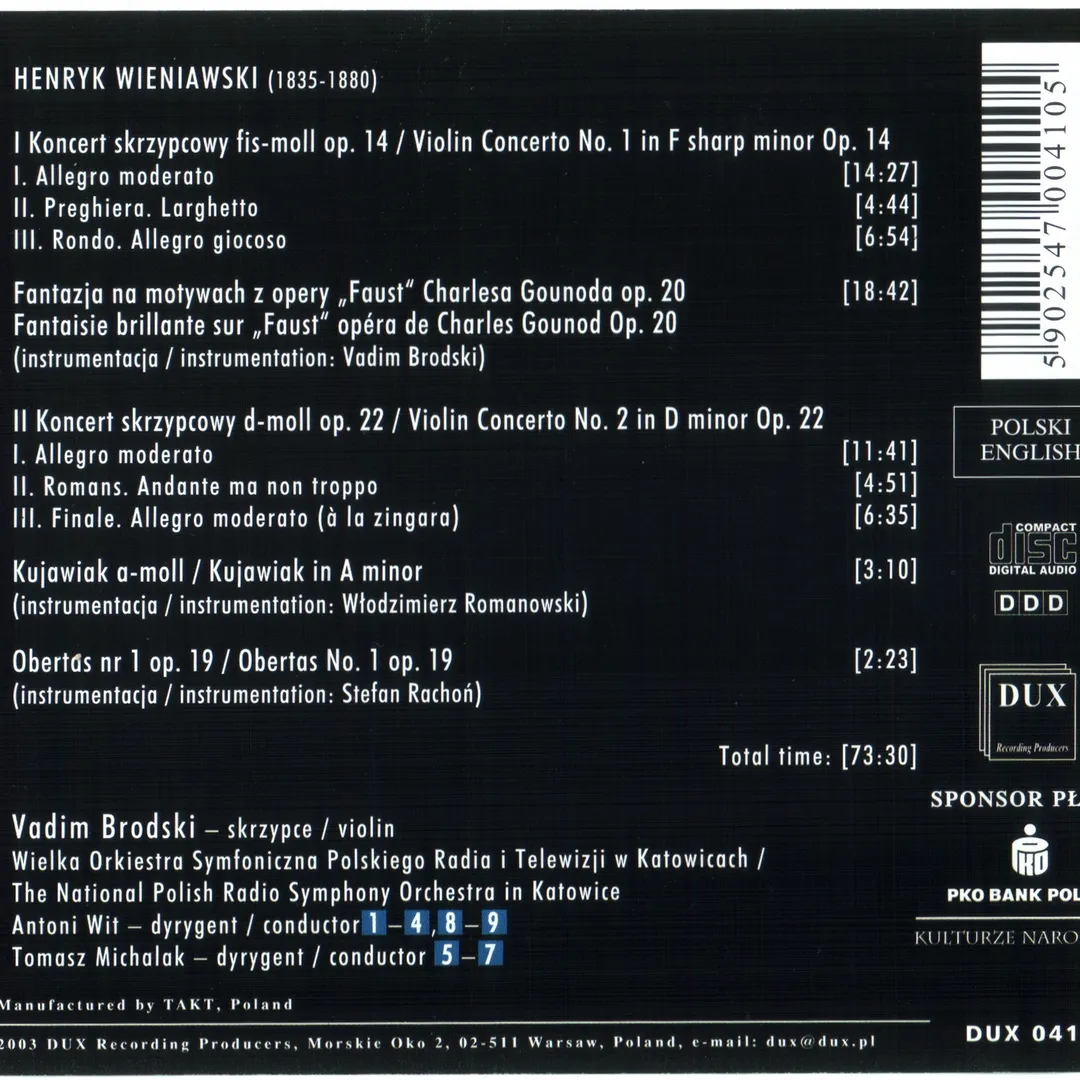 Violin Concertos Nos. 1 & 2 / Fantaisie brillante on themes from Gounod's Faust / Kujawiak in A minor / Obertas, op. 19