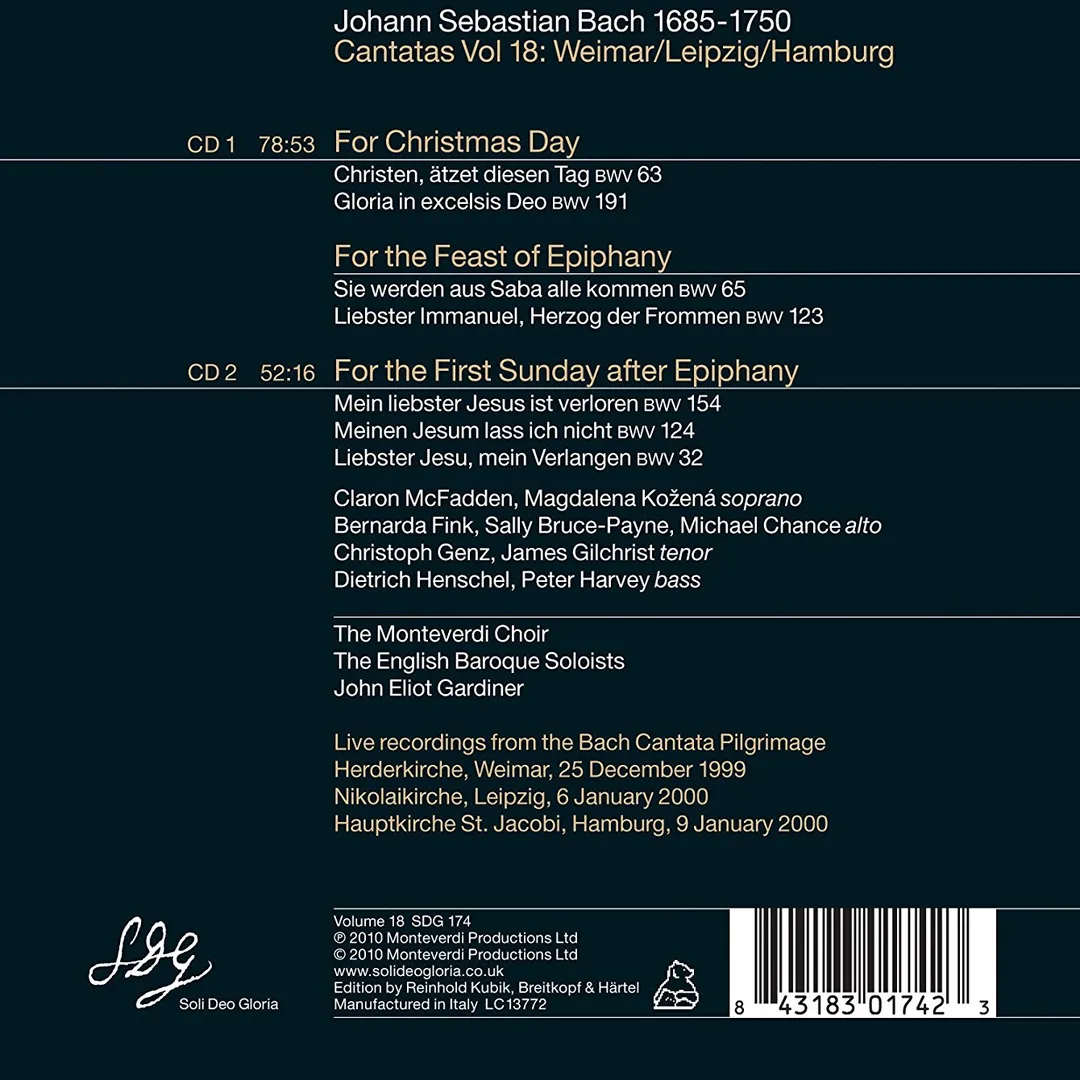 Cantatas, Volume 18: Weimar/Leipzig/Hamburg