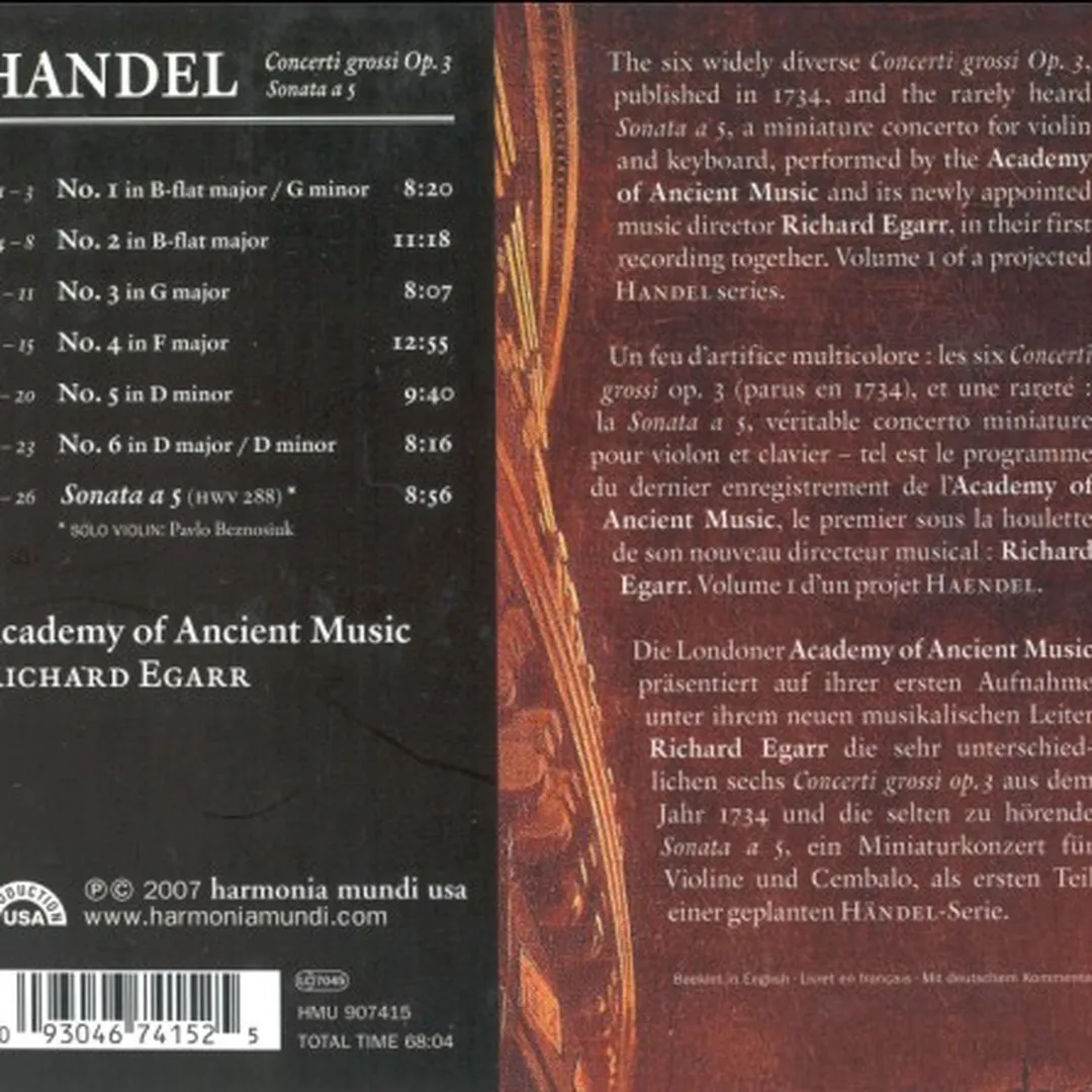 Handel: Concerti Grossi op. 3 / Sonata a 5