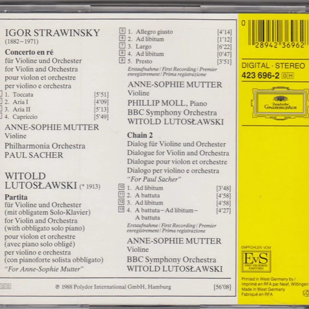 Lutoslawski: Partita / Chain 2 / Strawinsky: Violinkonzert