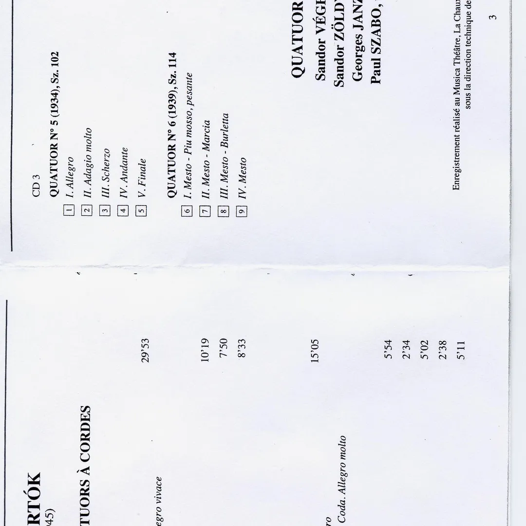 Intégrale des quatuors à cordes