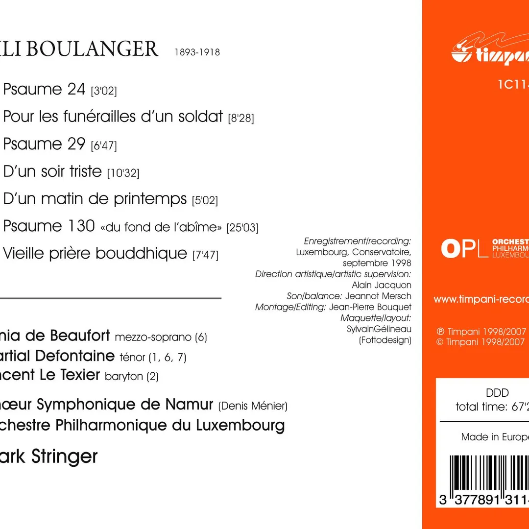 3 Psaumes / Vieille prière bouddhique / Pour les funérailles d’un soldat / D’un soir triste / D’un matin de printemps