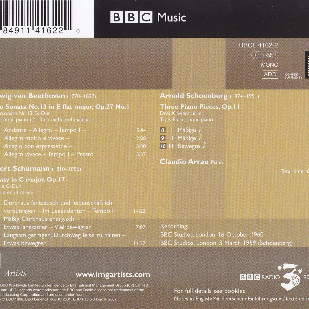 Beethoven: Piano Sonata / Schumann: Fantasy / Schoenberg: Three Pieces