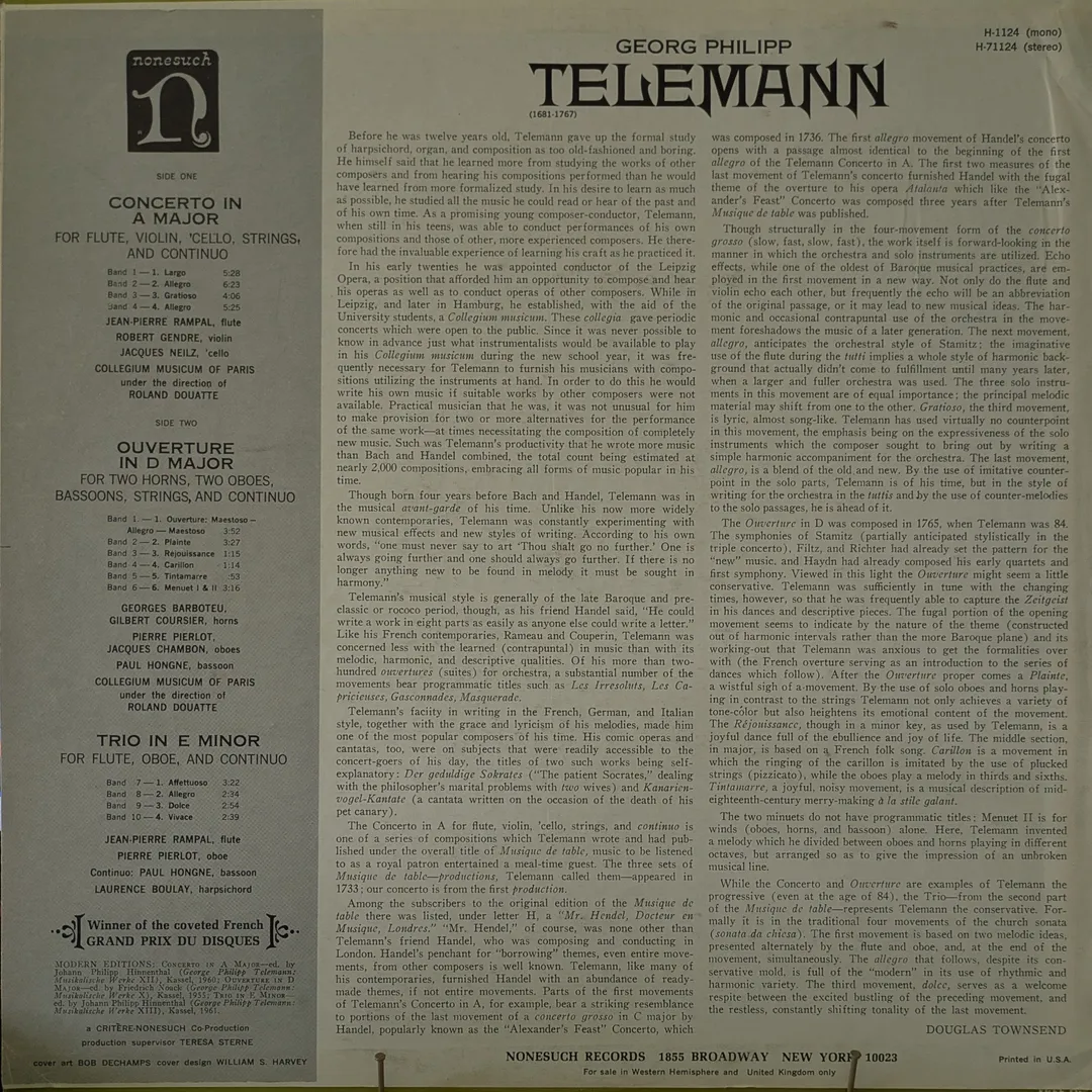 Concerto in A major, Ouverture in D major, Trio in E minor