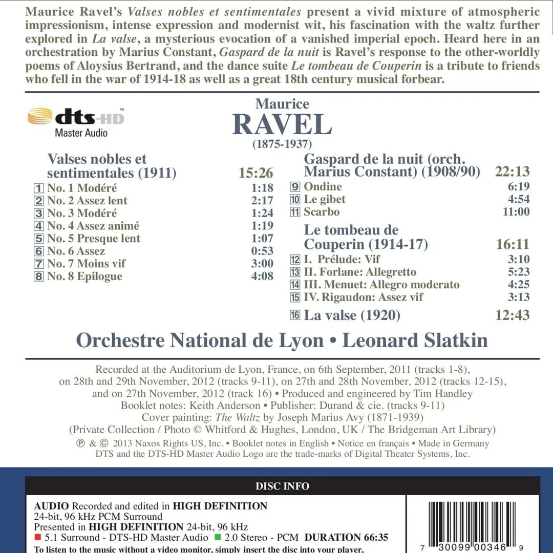 Orchestral Works 2: Valses nobles et sentimentales / Gaspard de la nuit / Le Tombeau de Couperin / La Valse
