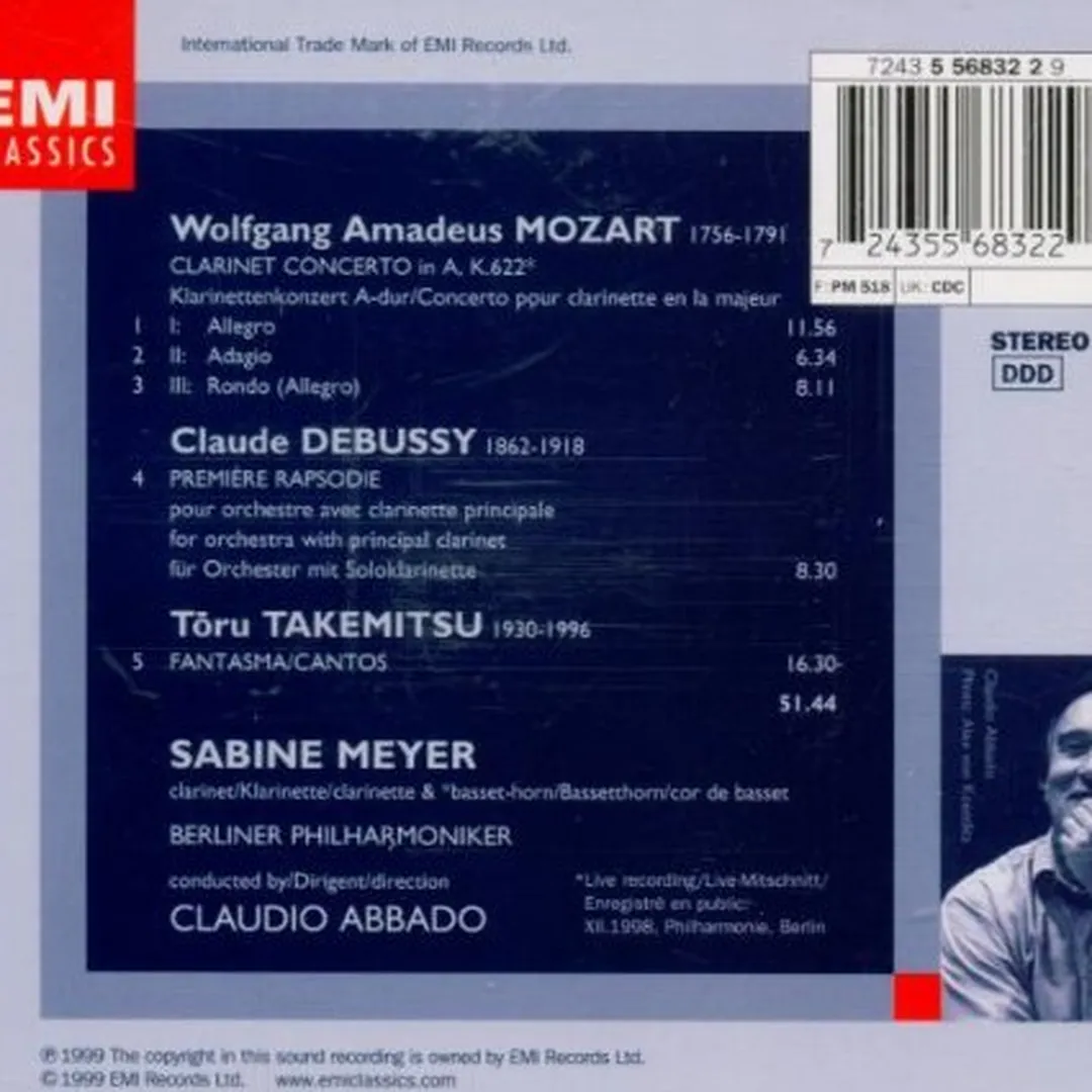 Mozart: Klarinettenkonzert / Debussy: Première Rapsodie / Takemitsu: Fantasma/Cantos