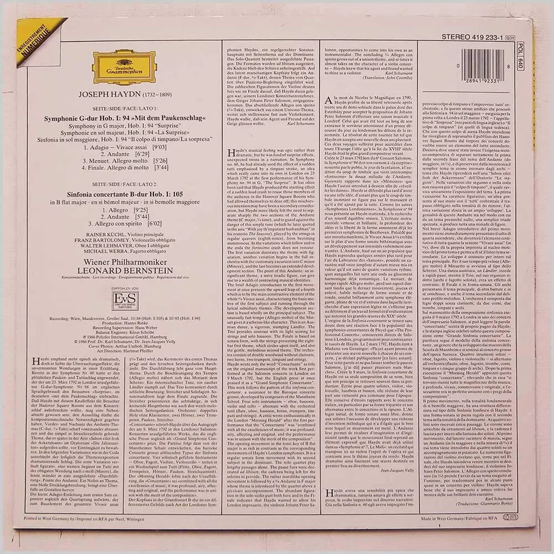 Symphony No. 94 'Surprise' / Sinfonia Concertante