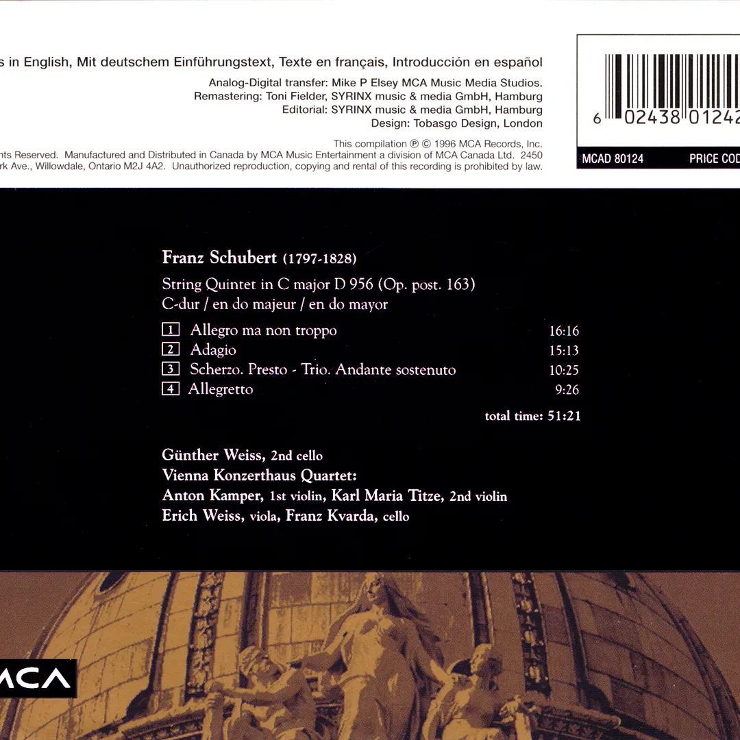 String Quartet in C, D.956