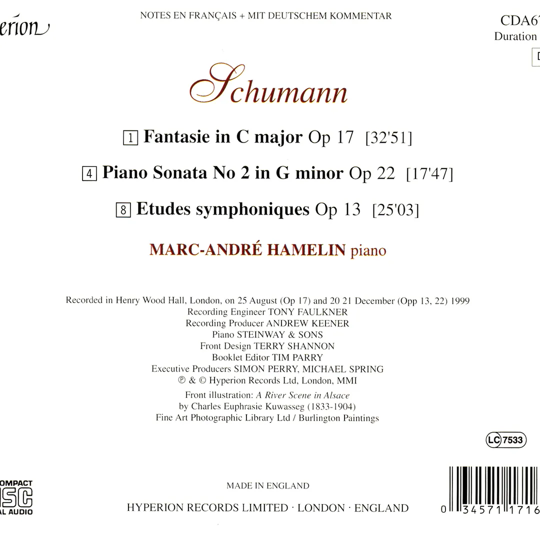 Fantasy in C major / Etudes Symphoniques / Piano Sonata no. 2