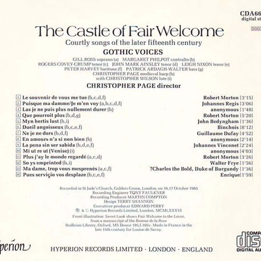 The Castle of Fair Welcome: Courtly Songs of the Later Fifteenth Century