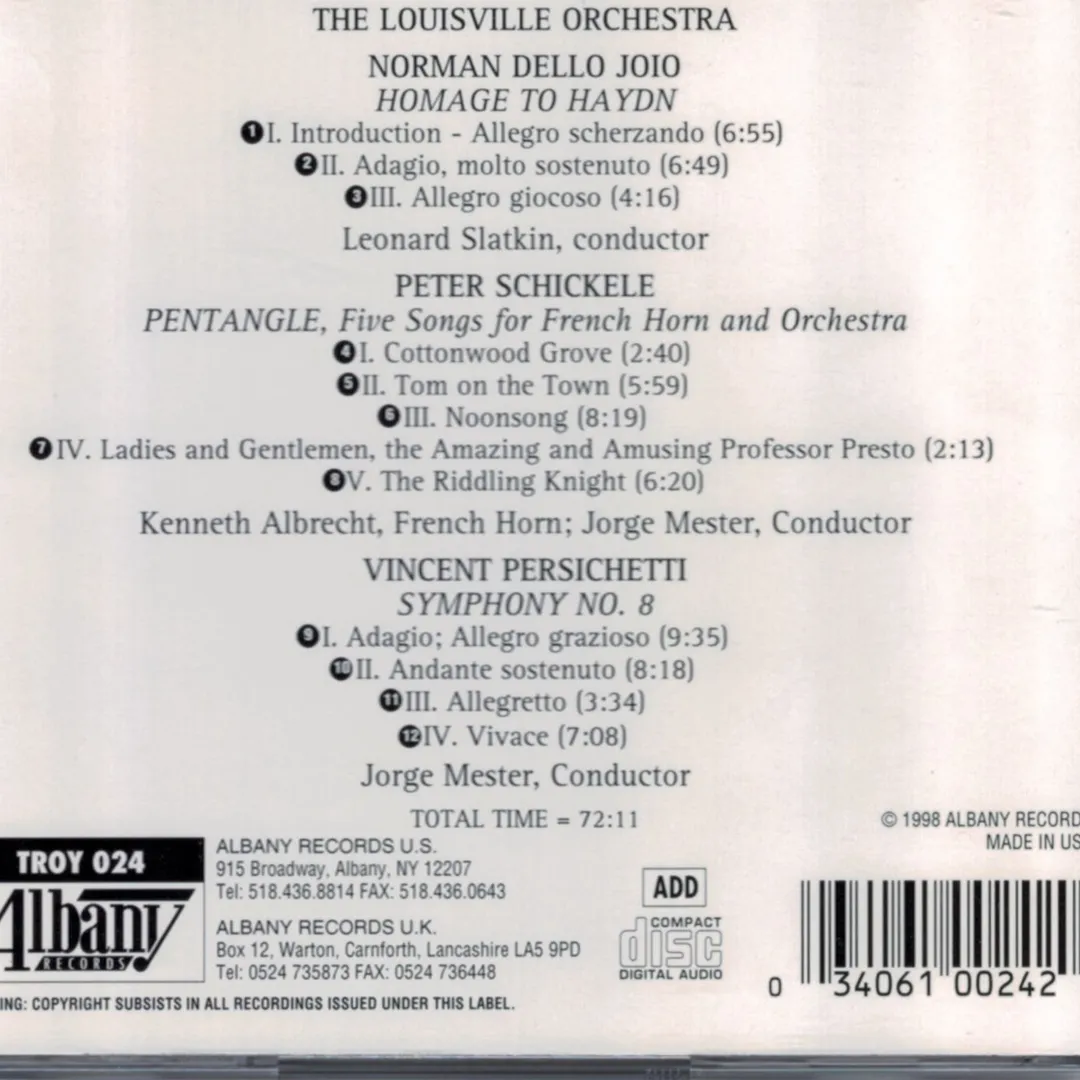 Dello Joio: Homage to Haydn / Schickele: Pentangle / Persichetti: Symphony no. 8