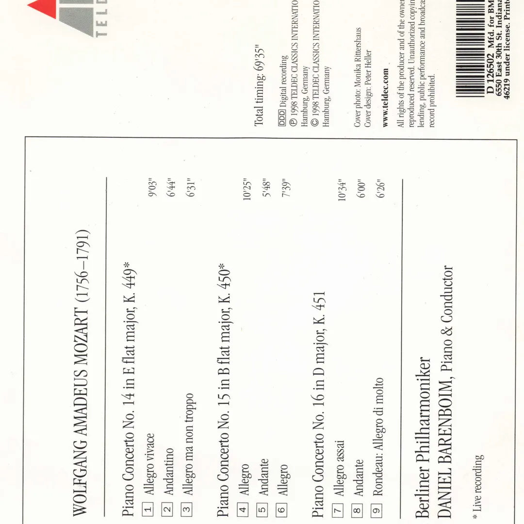 Piano Concertos nos. 14 - 16