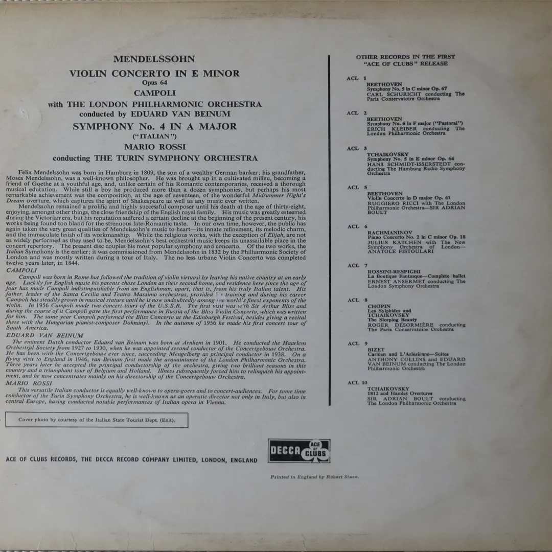 Violin Concerto / "Italian" Symphony