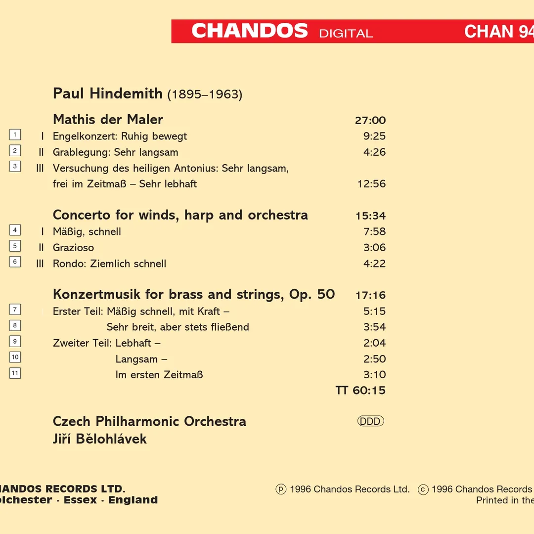 Mathis der Maler / Konzertmusik for Brass and Strings / Concerto for Winds, Harp and Orchestra