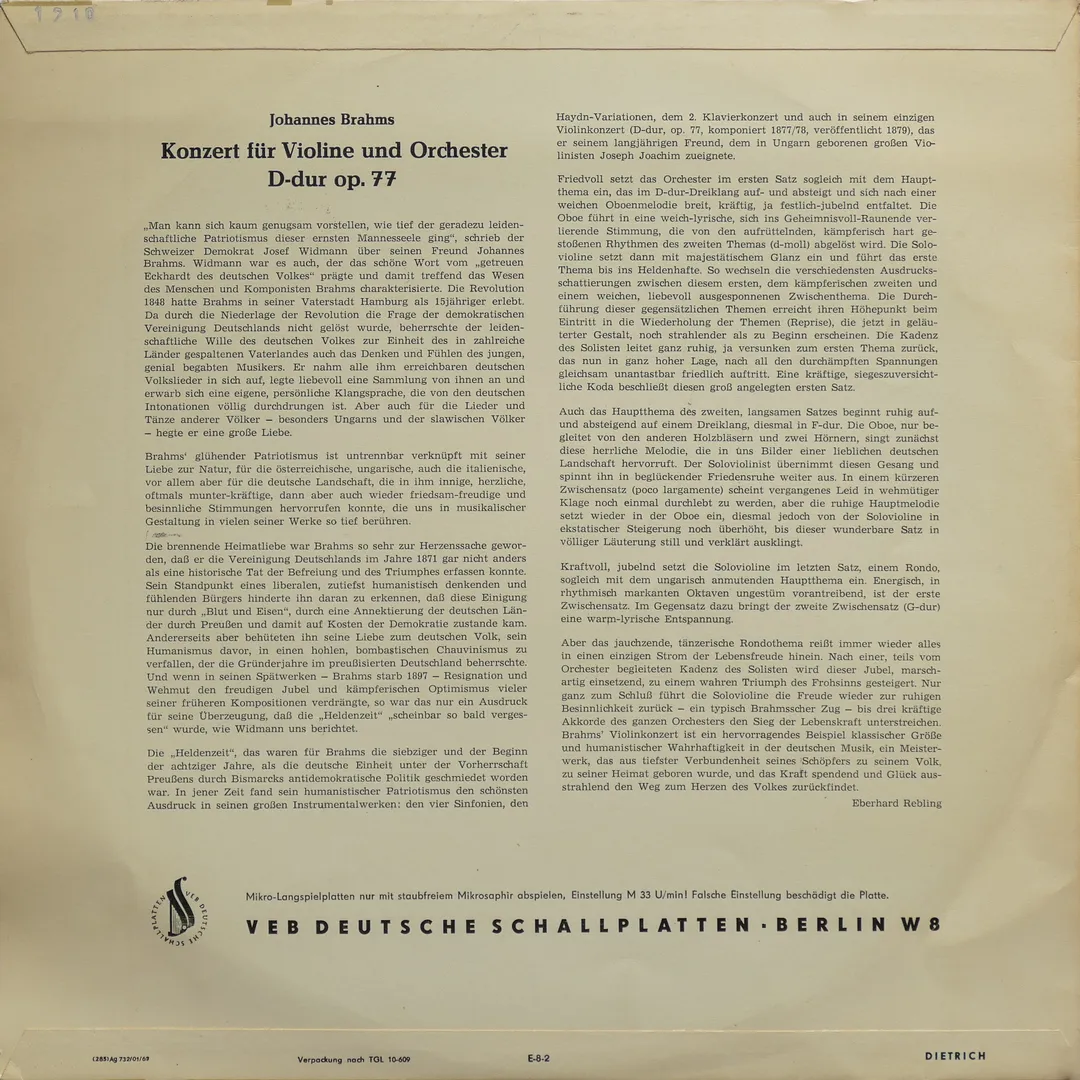 Konzert für Violine und Orchester D-dur op. 77