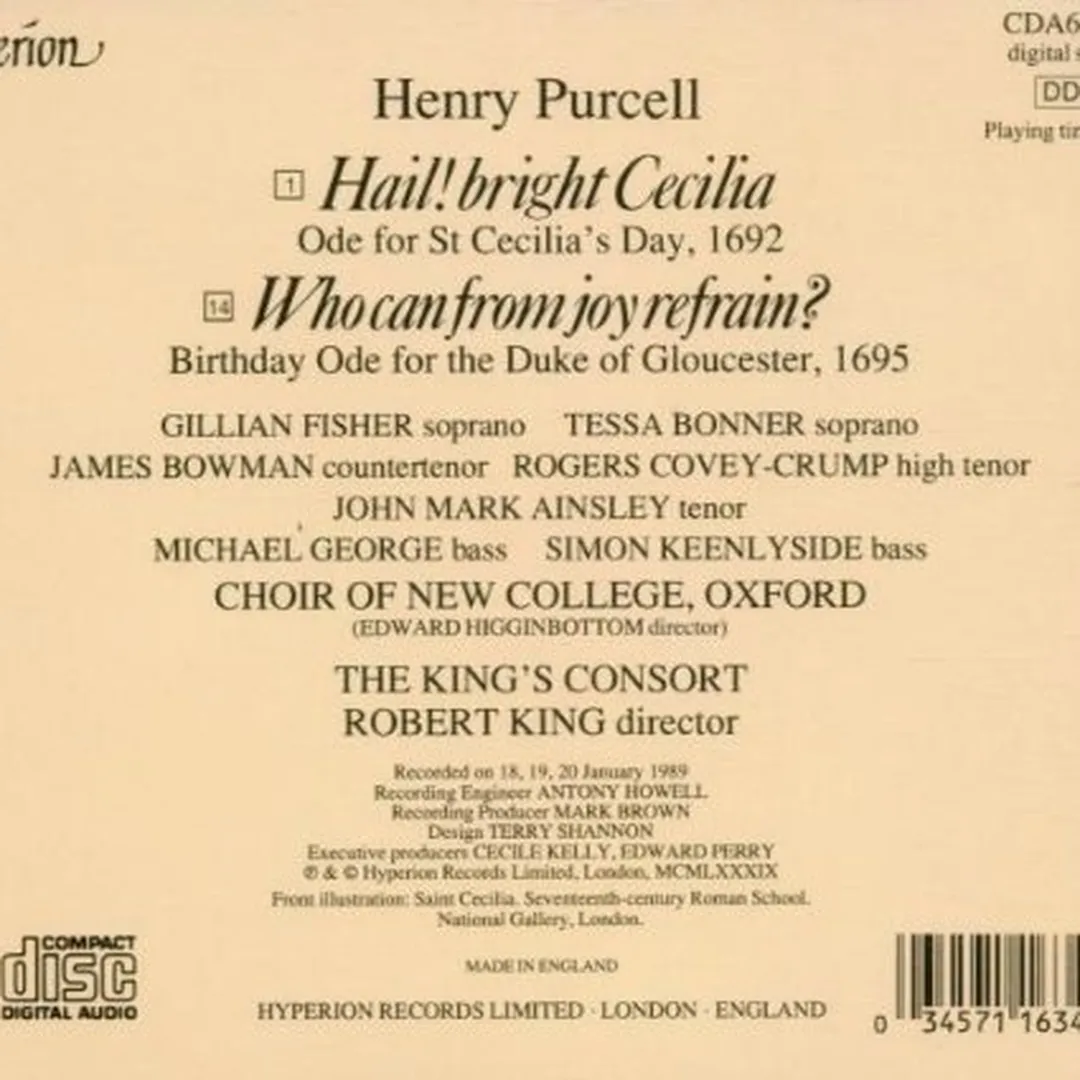 Hail! bright Cecilia (1692) / Who can from joy refrain? (1695)