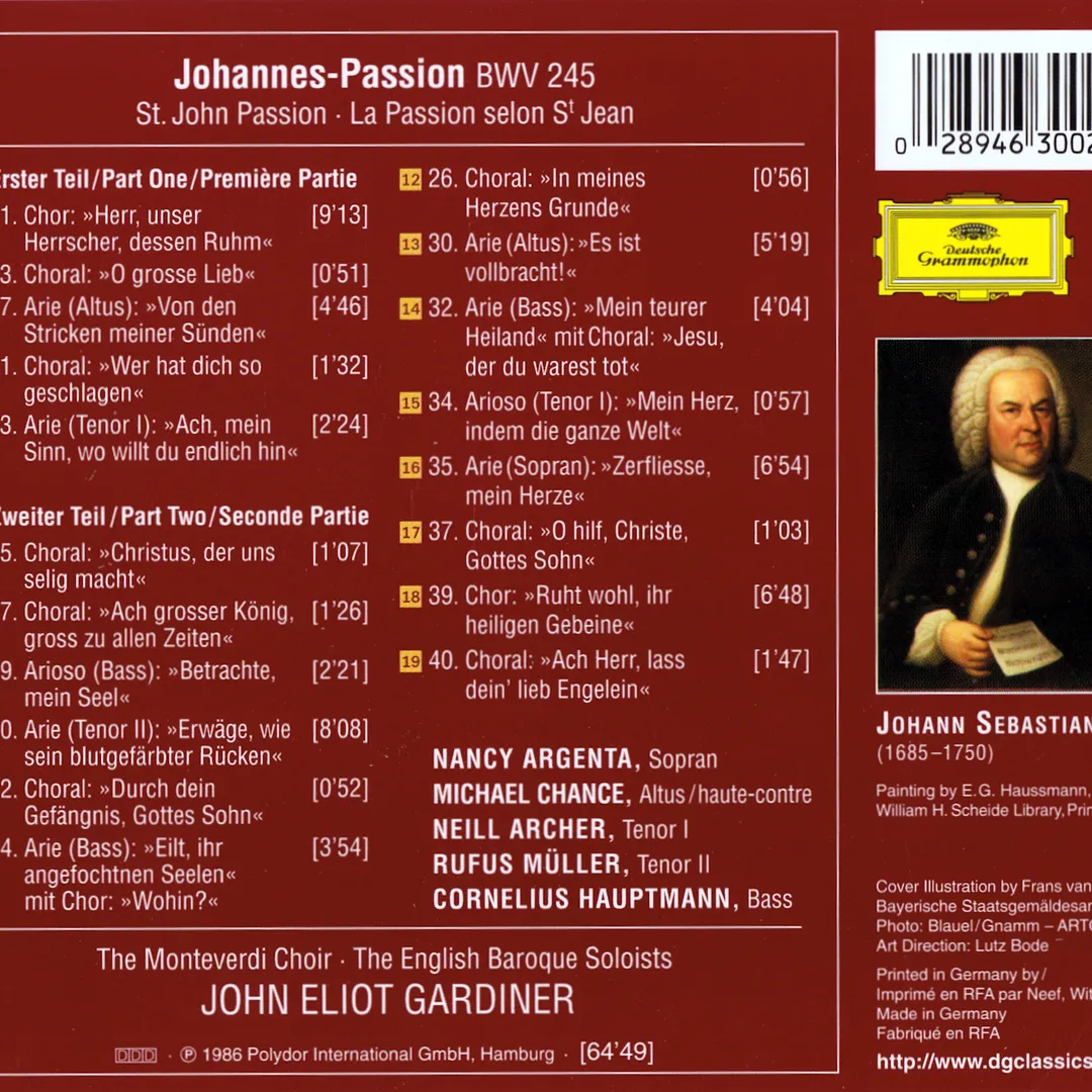 Johannes-Passion: Arien & Chöre