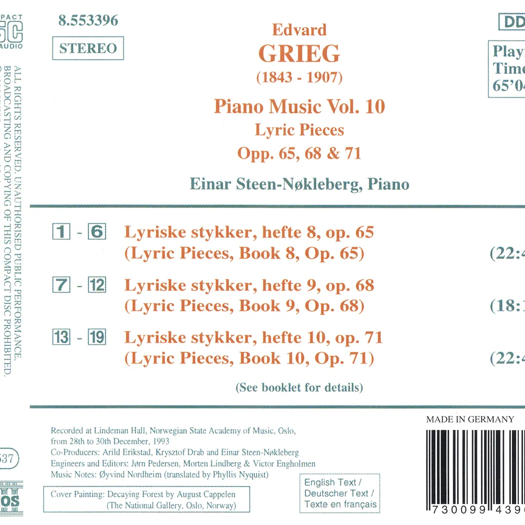 Piano Music, Volume 10: Lyric Pieces, opp. 65, 68 and 71