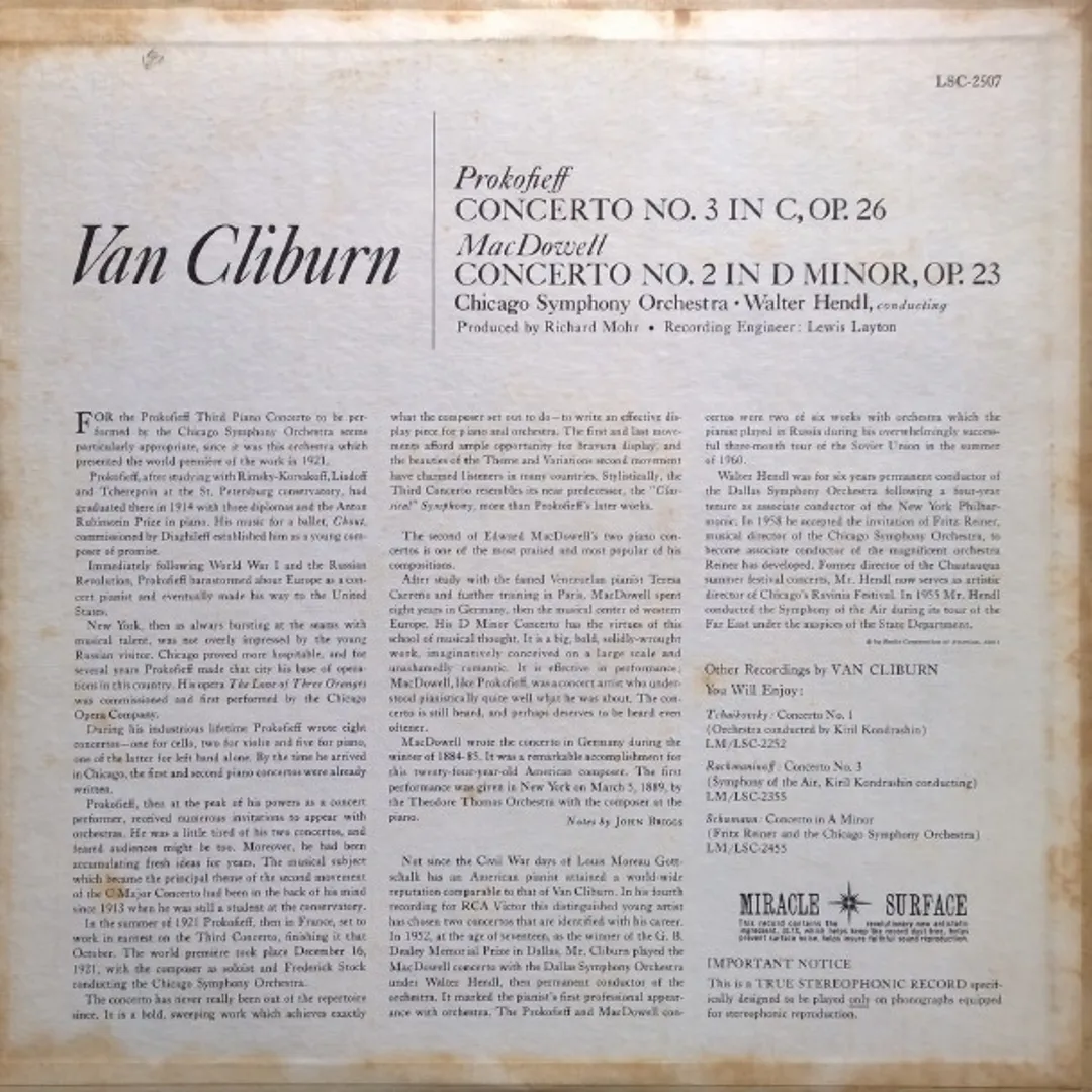 Prokofieff: Concerto no. 3 / MacDowell: Concerto no. 2