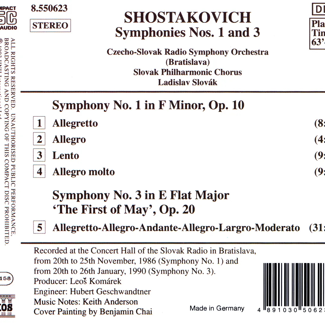 Symphonies: No. 1 / No. 3 “The First of May”