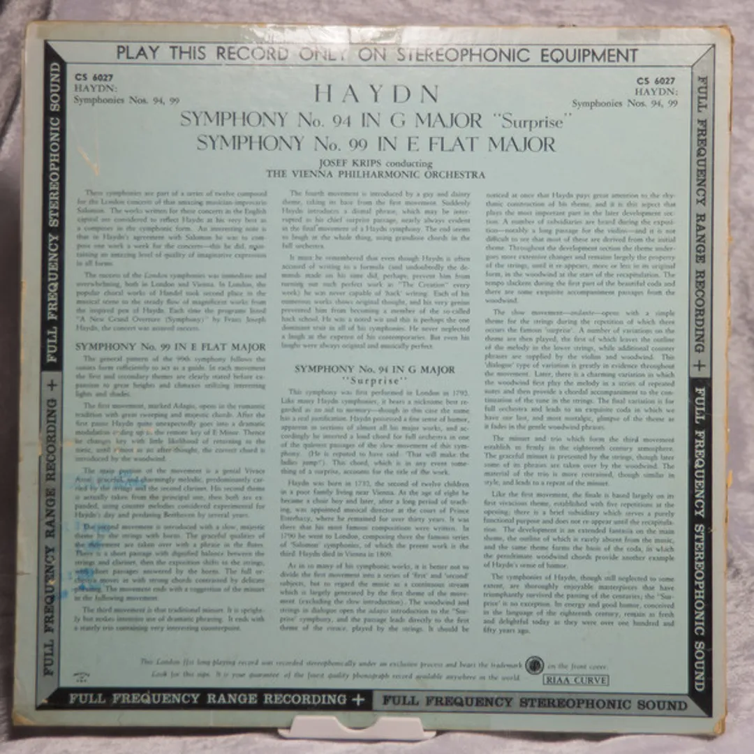 Symphony No. 94 in G Major "Surprise", Symphony No. 99 In E Flat Major