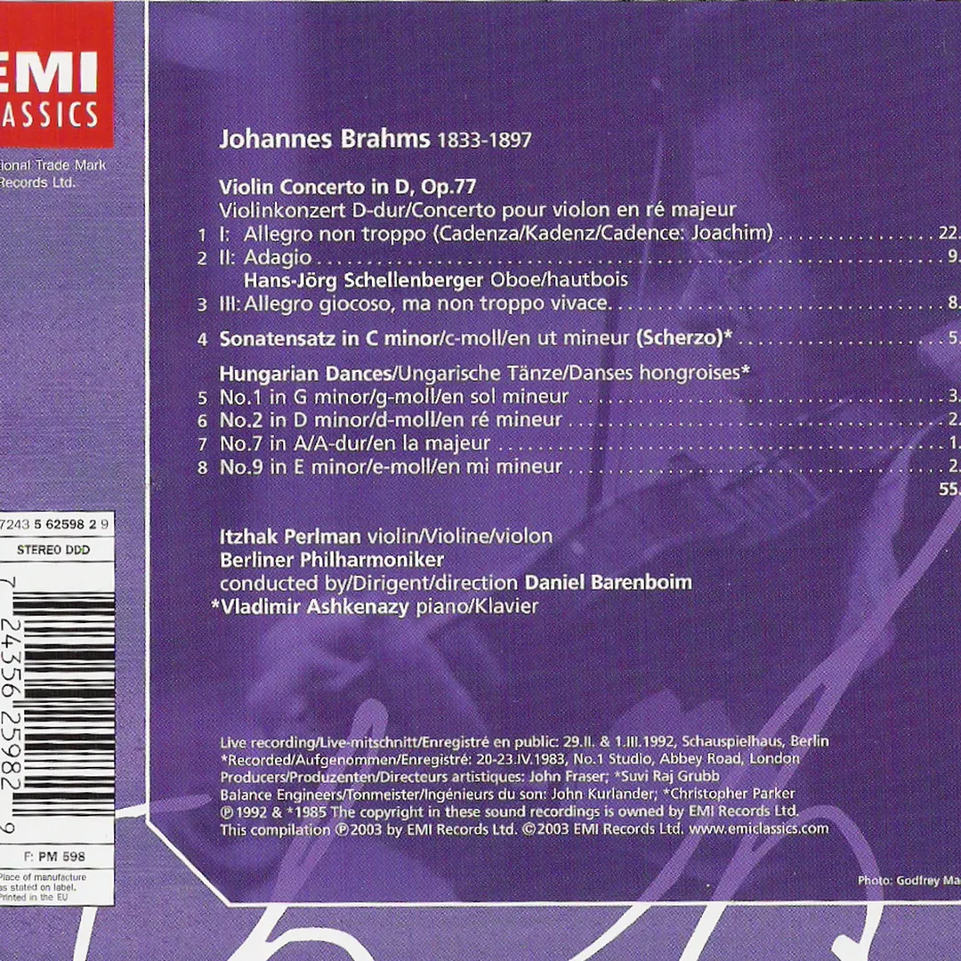 The Perlman Edition: Johannes Brahms