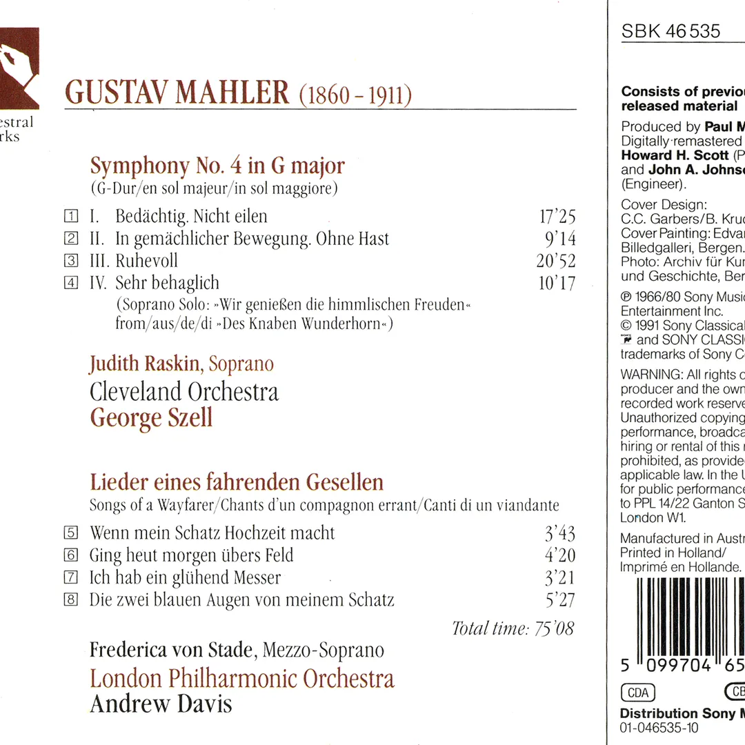 Symphony no. 4 / Songs of a Wayfarer