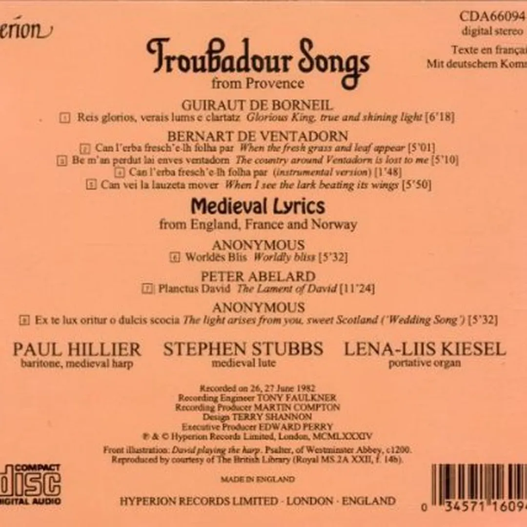 Troubadour Songs and Medieval Lyrics
