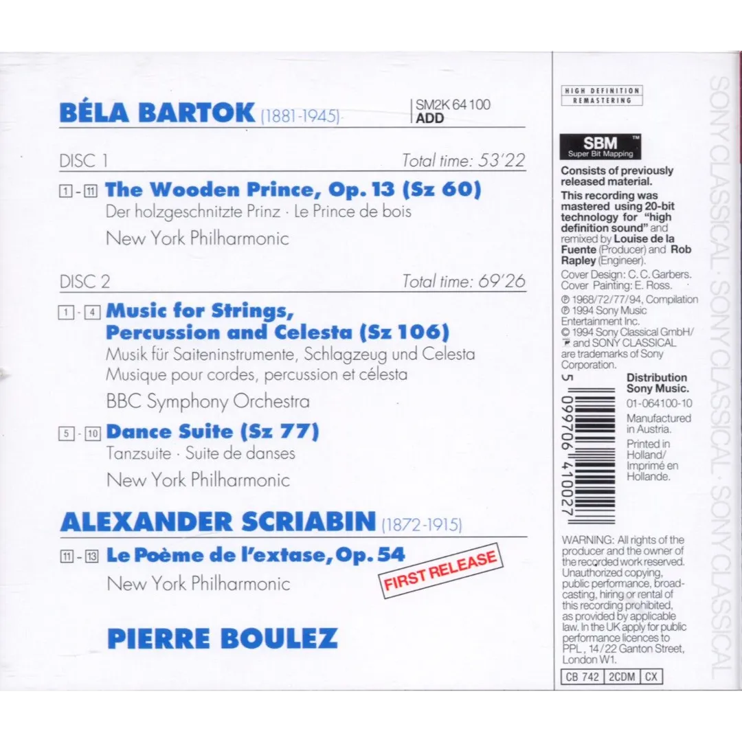 Bartók: The wooden prince / Music for Strings, Percussion and Celesta / Dance Suite / Scriabin: Le Poeme De L’Extase