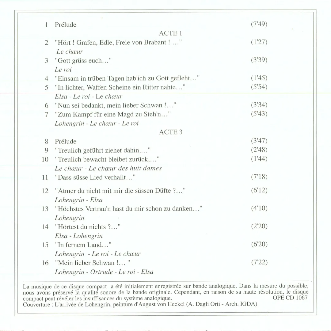 Les Génies de L'Opéra, Volume IV, n° 7: Wagner - Lohengrin (Extraits)