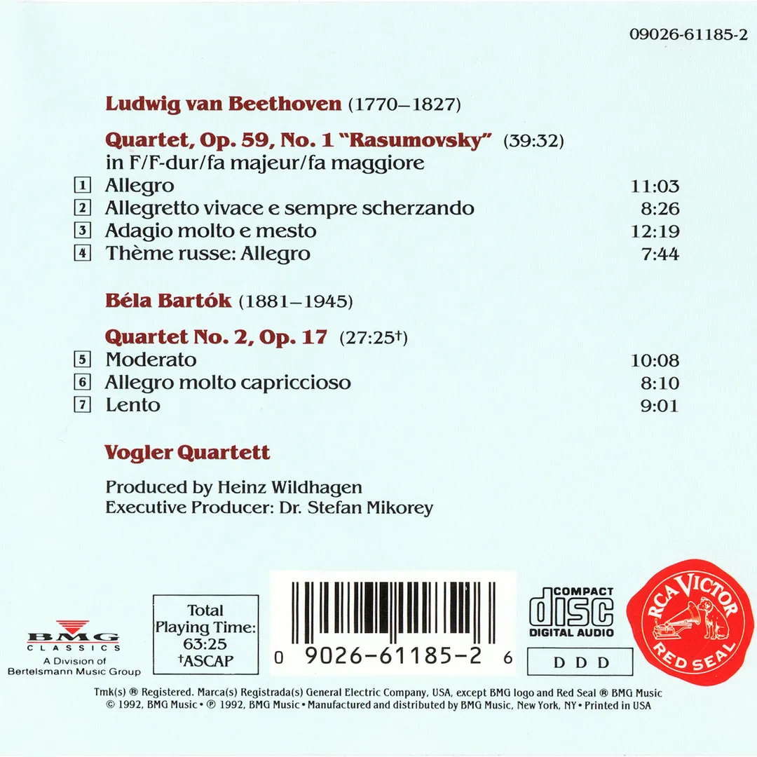 Quartet in F, Op.59, No. 1 / Quartet No. 2, Op.17