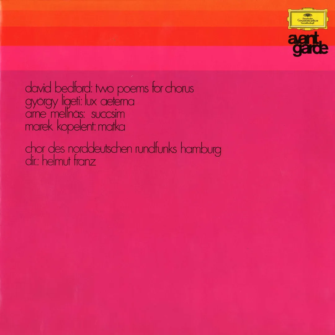 Bedford: Two Poems for Chorus / Ligeti: Lux aeterna / Mellnäs: Succsim / Kopelent: Matka