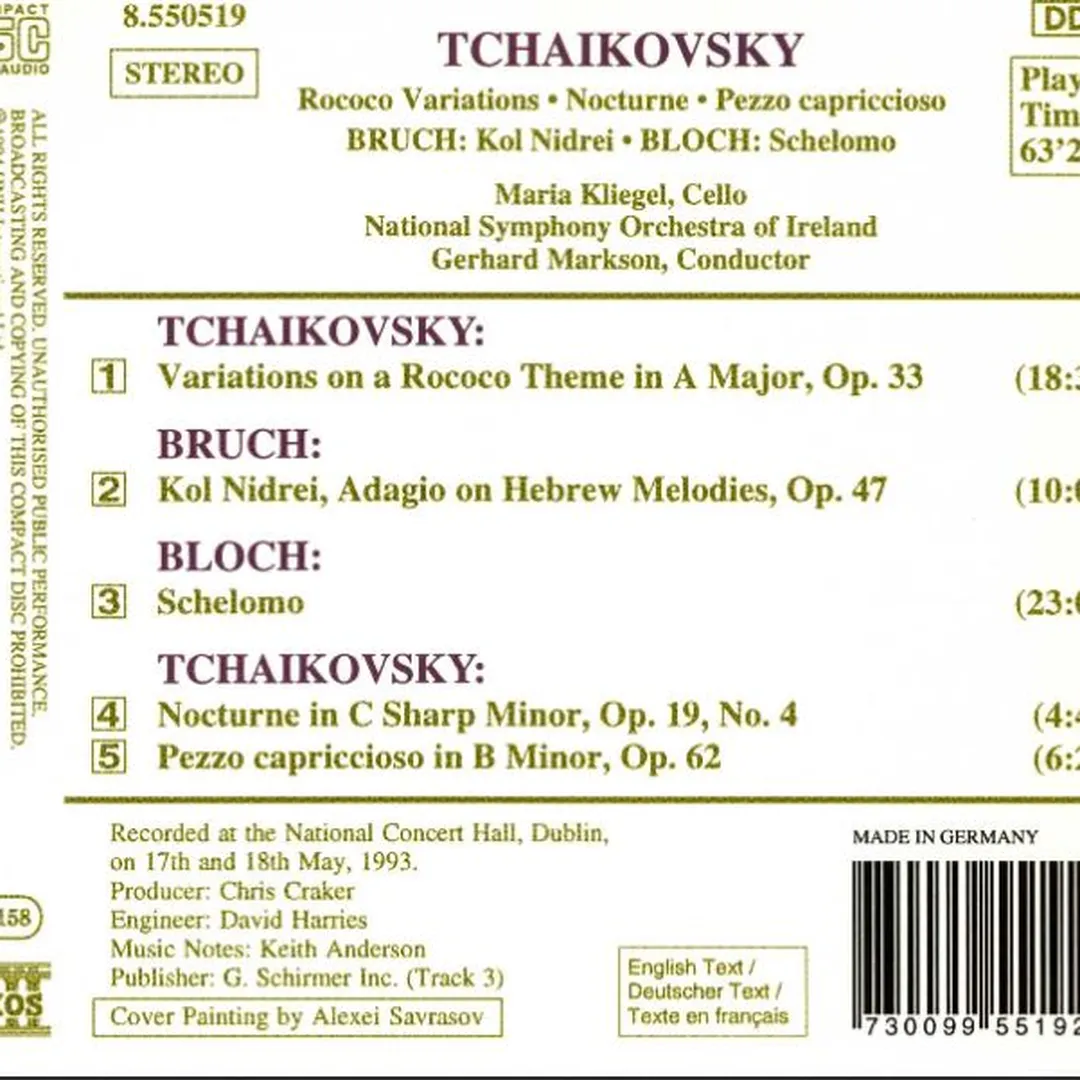 Tchaikovsky: Rococo Variations / Bruch: Kol Nidrei / Bloch: Schelomo