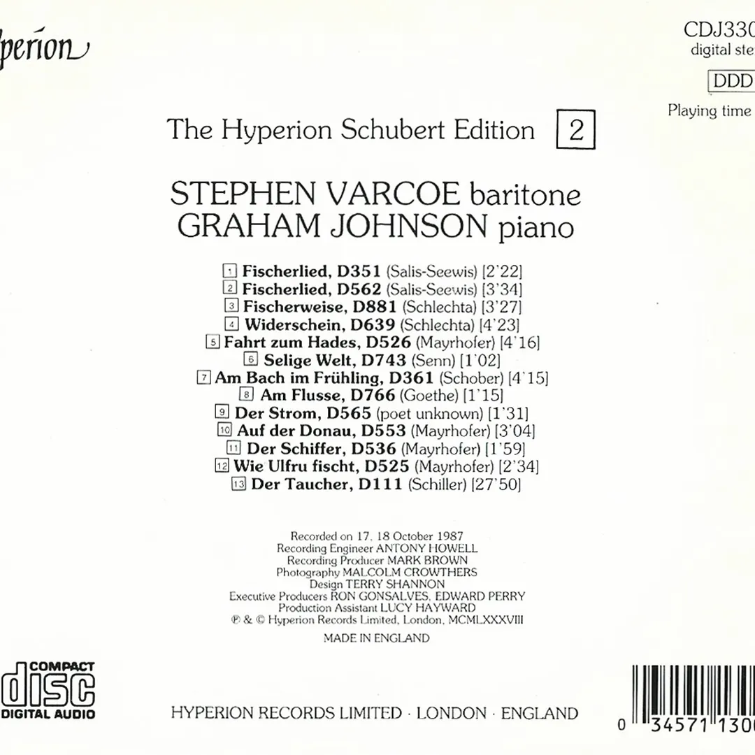 The Hyperion Schubert Edition, Volume 2: Schubert's Water Songs